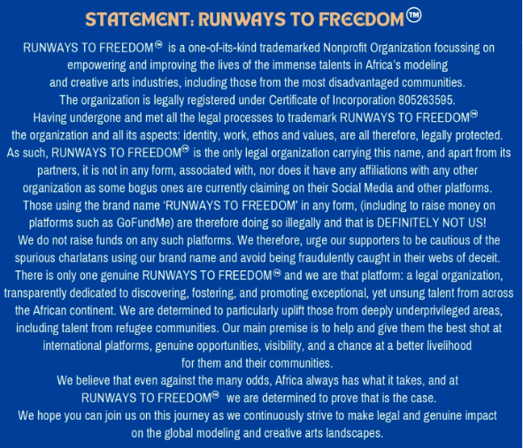 RUNWAYS TO FREEDOM STATEMENT