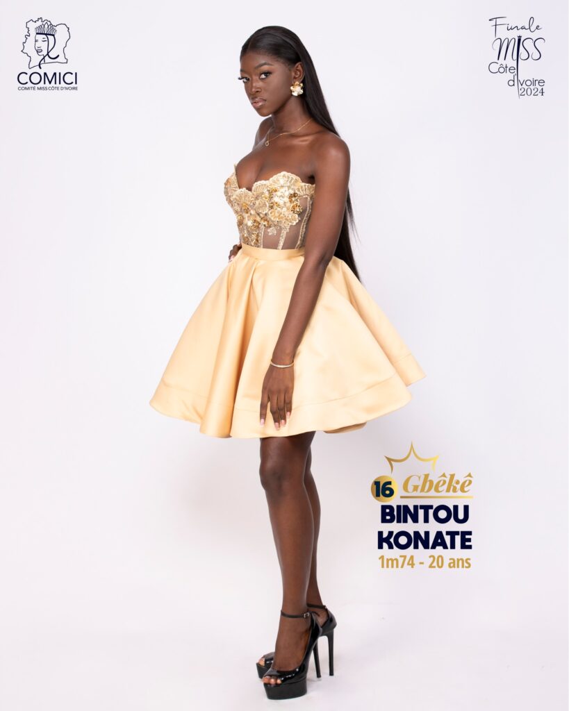 MissCi2024 Discover the candidate N°16 and appreciate her original look that reflects her personalityBintou KONATE Miss Gbêkê 2024 1m74 - 20 years old 2nd year HR-Communication