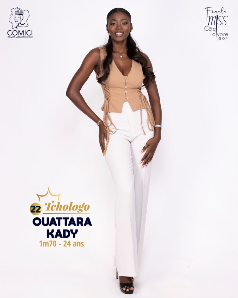 MissCi2024 Discover the candidate N°22 and appreciate her original look that reflects her personalityOUATTARA Kady Miss Tchologo 2024 1m70 - 24 years old Final year