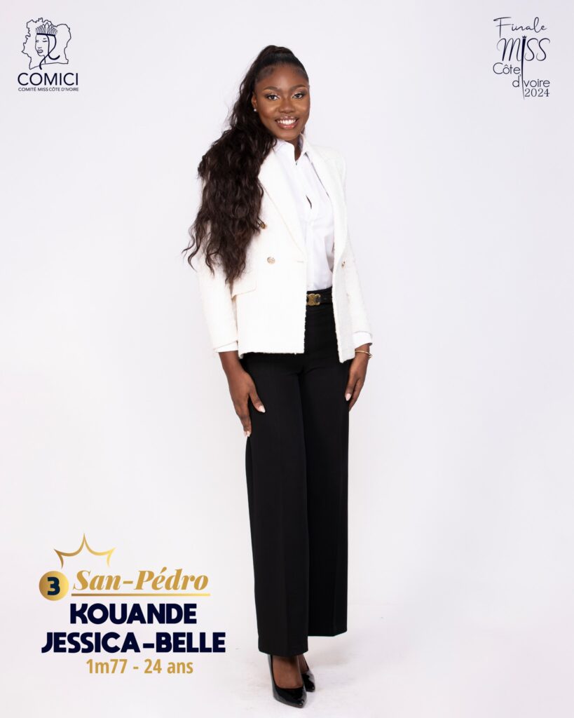 MissCi2024 Discover the candidate N°3 and appreciate her original look that reflects her personalityKOUANDE Jessica-Belle Miss San-Pédro 2024 1m77 - 24 years old 3rd Year International Trade