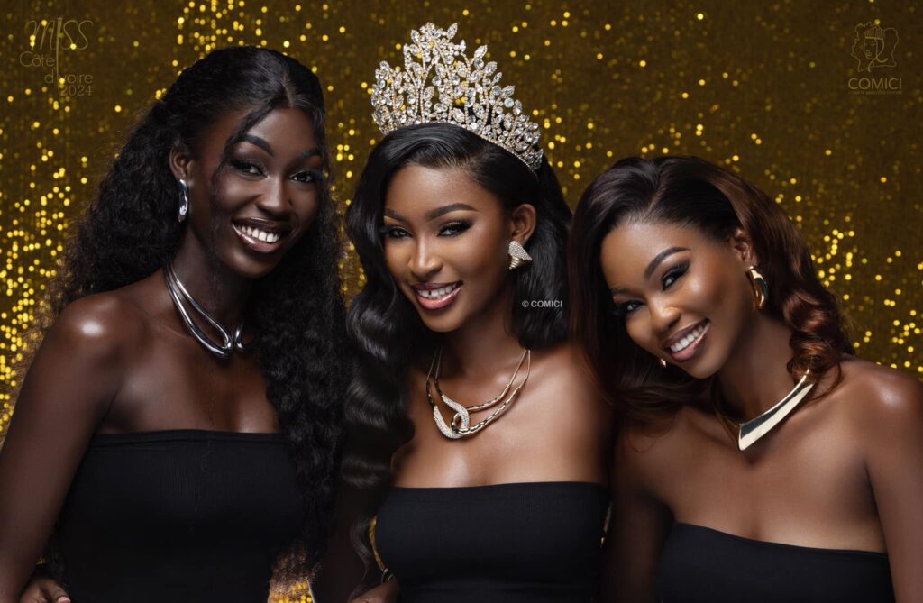 The jury’s top three winners include Diamala Marie-Emmanuelle (20 years old, 1.79m), Candidate N°21 – Miss Coulibaly Fatoumata (20 years old, 1.85m) as the First Runner-Up , Candidate N°10 as Miss Gontouzo – Konan Maulani (23 years old, 1.75m, Candidate No. 5) as the Second Runner-Up (Miss of the Mé region).