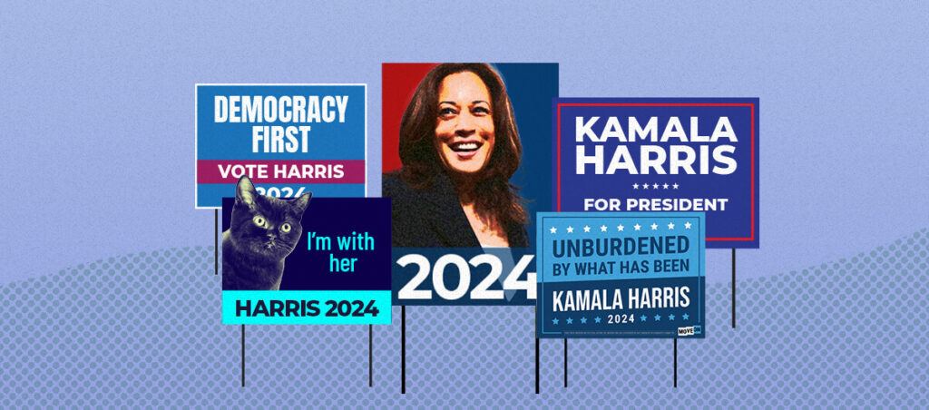 kamala-harris-signs - ELECTION 2024- VOTE NOW FOR DEMOCRATE