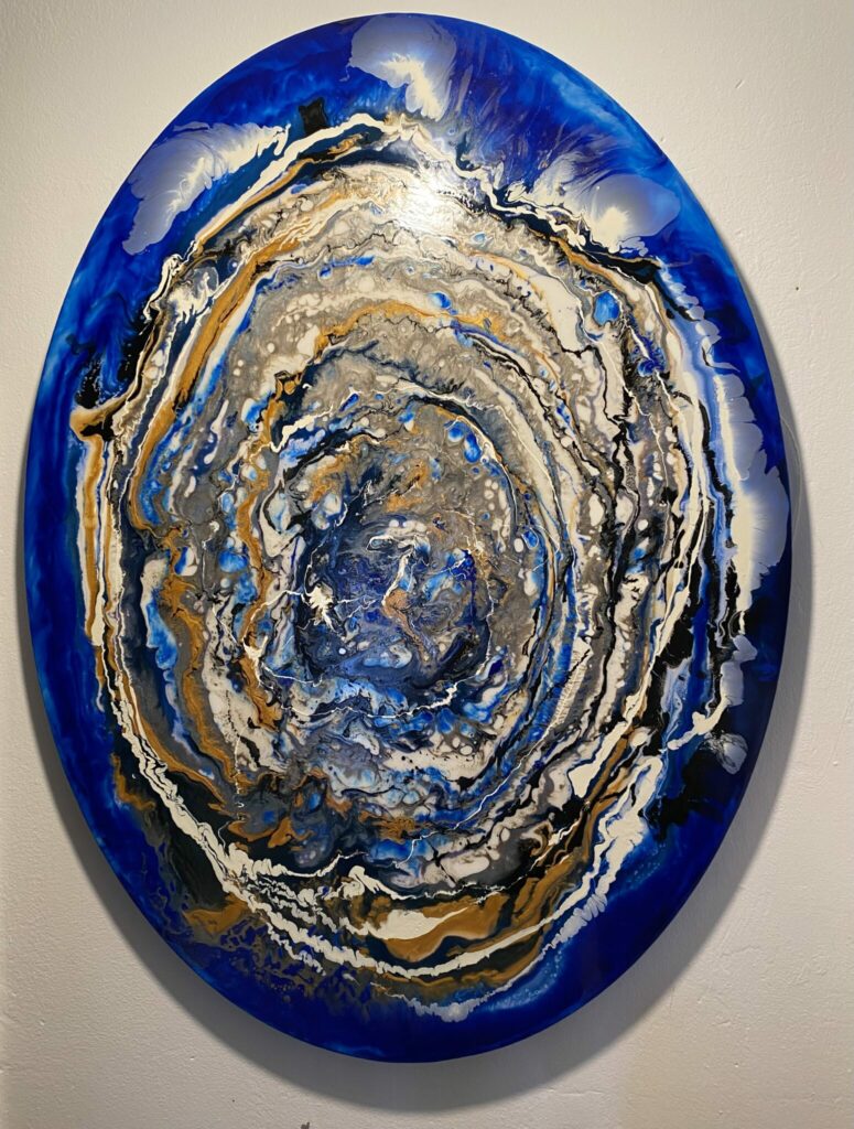 Fady FERHI - Contemporary Artist - La Porte du Bonheur - Dimensions- 80x60x2 Mixed media on oval canvas