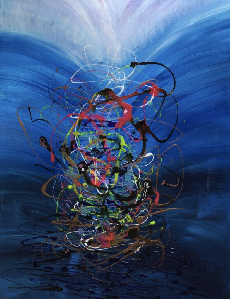 Fady FERHI, Contemporary artist - 92x73x2 Mixed media on canvas Celestial depth