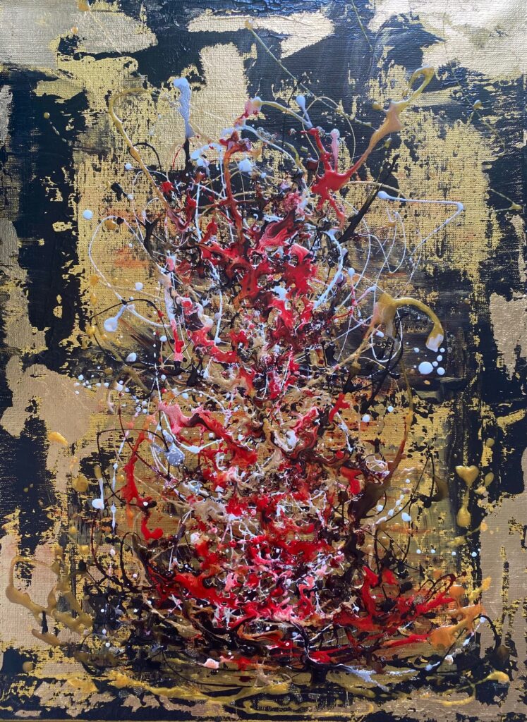 Fady Ferhi - Contemporary Artist - Red-Galaxy-mixte-sur-toile-61x46-2024