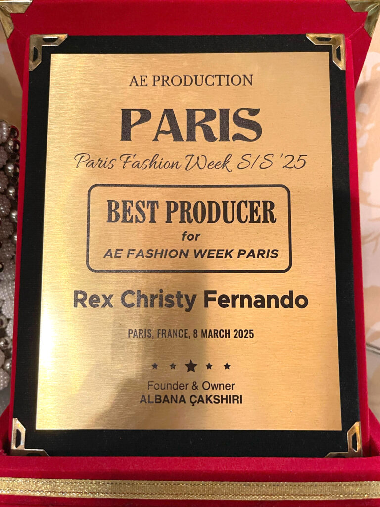 AEFW-BEST-PRODUCER-AEFW-PARIS-Winner--Rex-FERNANDO-AE-PRODUCTION-Founder-&-Owner-Albana-CAKSHIRI-PFW-AW25