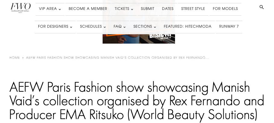 Vaid’s collection organised by Rex Fernando and Producer EMMA Ritsuko World Beauty Inovation